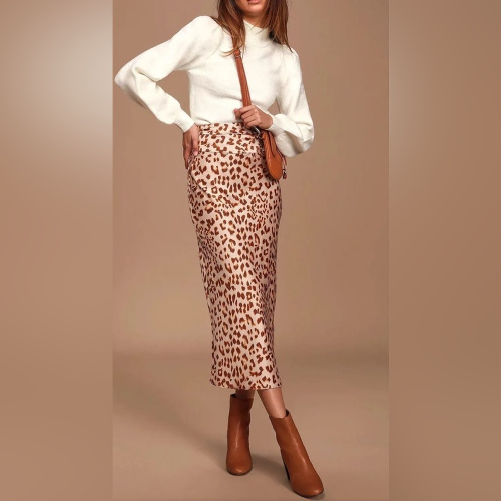 Free People Brown Leopard Print Pencil Skirt